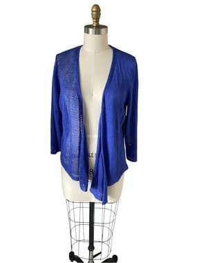 NIC+ZOE Open-Front Dazzling Blue Lightweight Cardigan